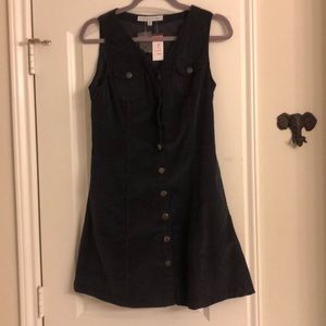 NWT Navy Corduroy button up dress